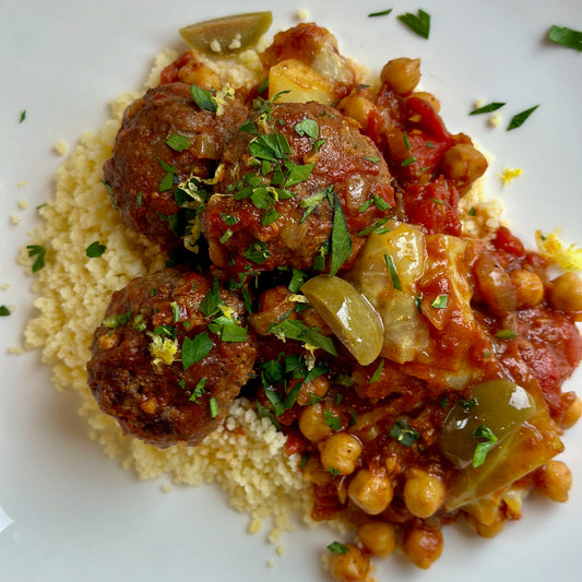 Moroccan Meatball, Tomato & Chickpea Stew